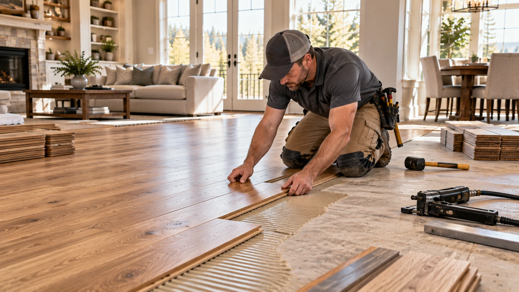 Hardwood plank installation