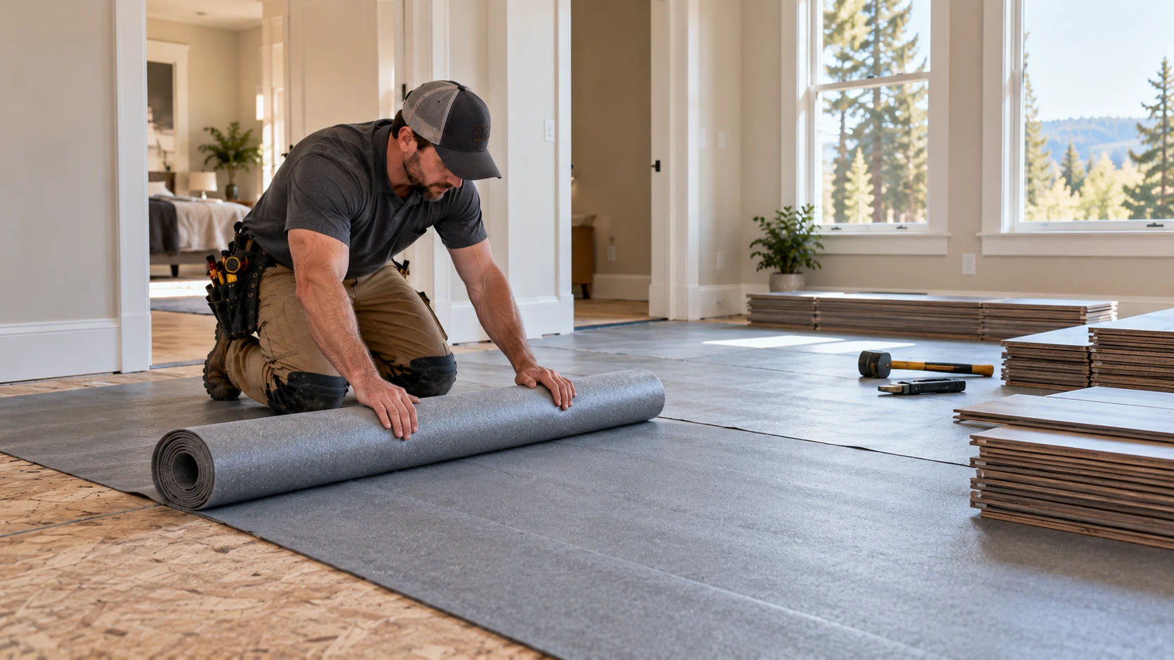 Laminate flooring underlayment installation