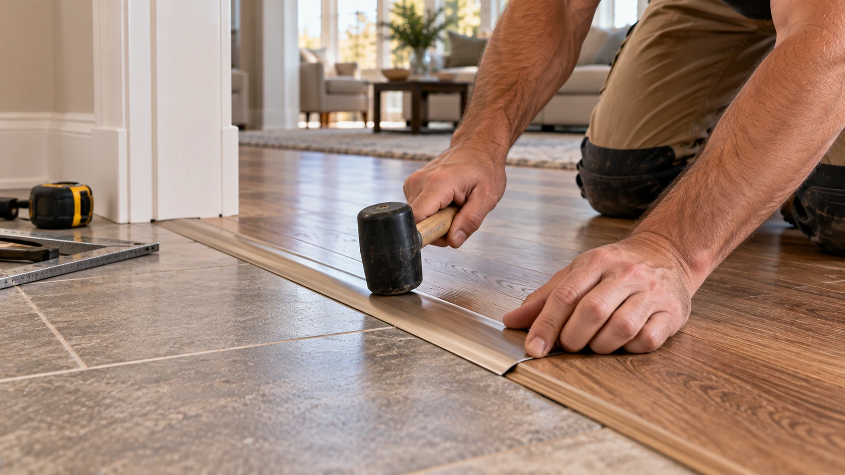 Laminate flooring trim transitions and detailing