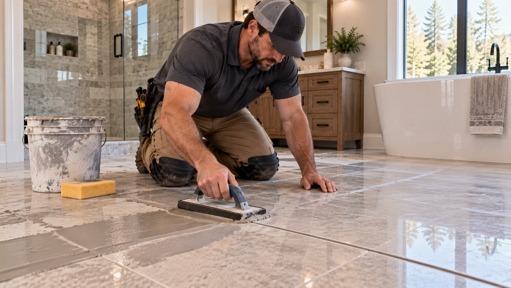 Tile grouting and sealing