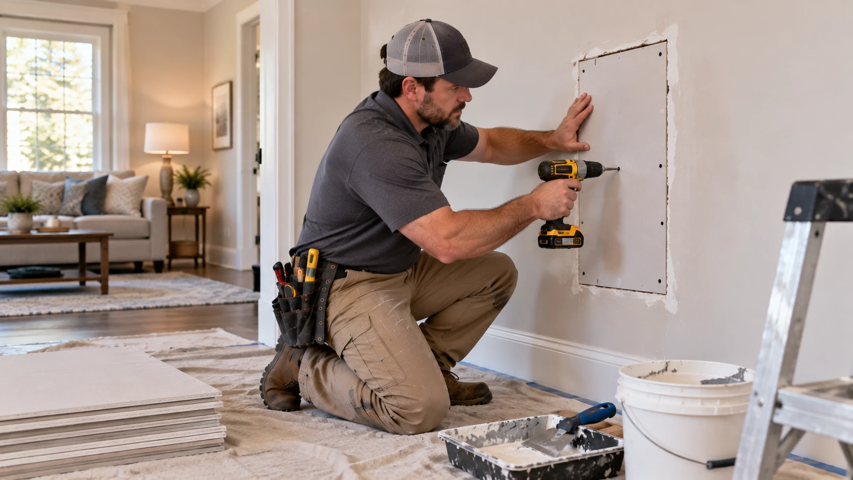 Drywall cut and patch repair
